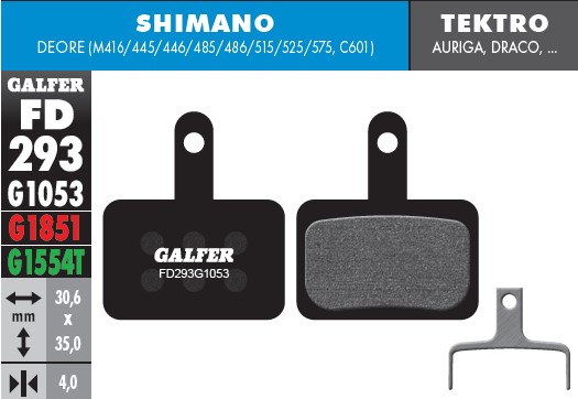 OUTSIDE SPORTS SPA Galfer Pastillas Shimano MT200, serie M300, MT400, MT500, Tektro, TRP