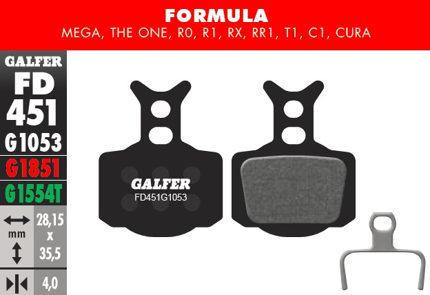 OUTSIDE SPORTS SPA Galfer Pastillas Formula Mega, The One, R0, R1, RX, RR1, T1, C1, Cura