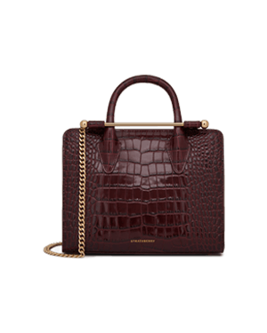 Strathberry Mini Tote - Croc-Embossed Burgundy