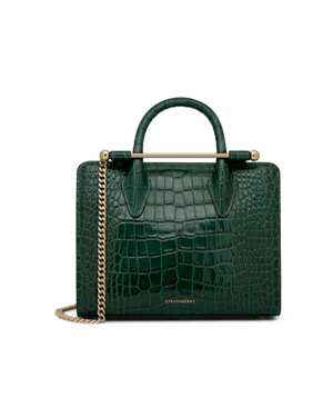 Strathberry Mini Tote - Croc-Embossed Bottle Green