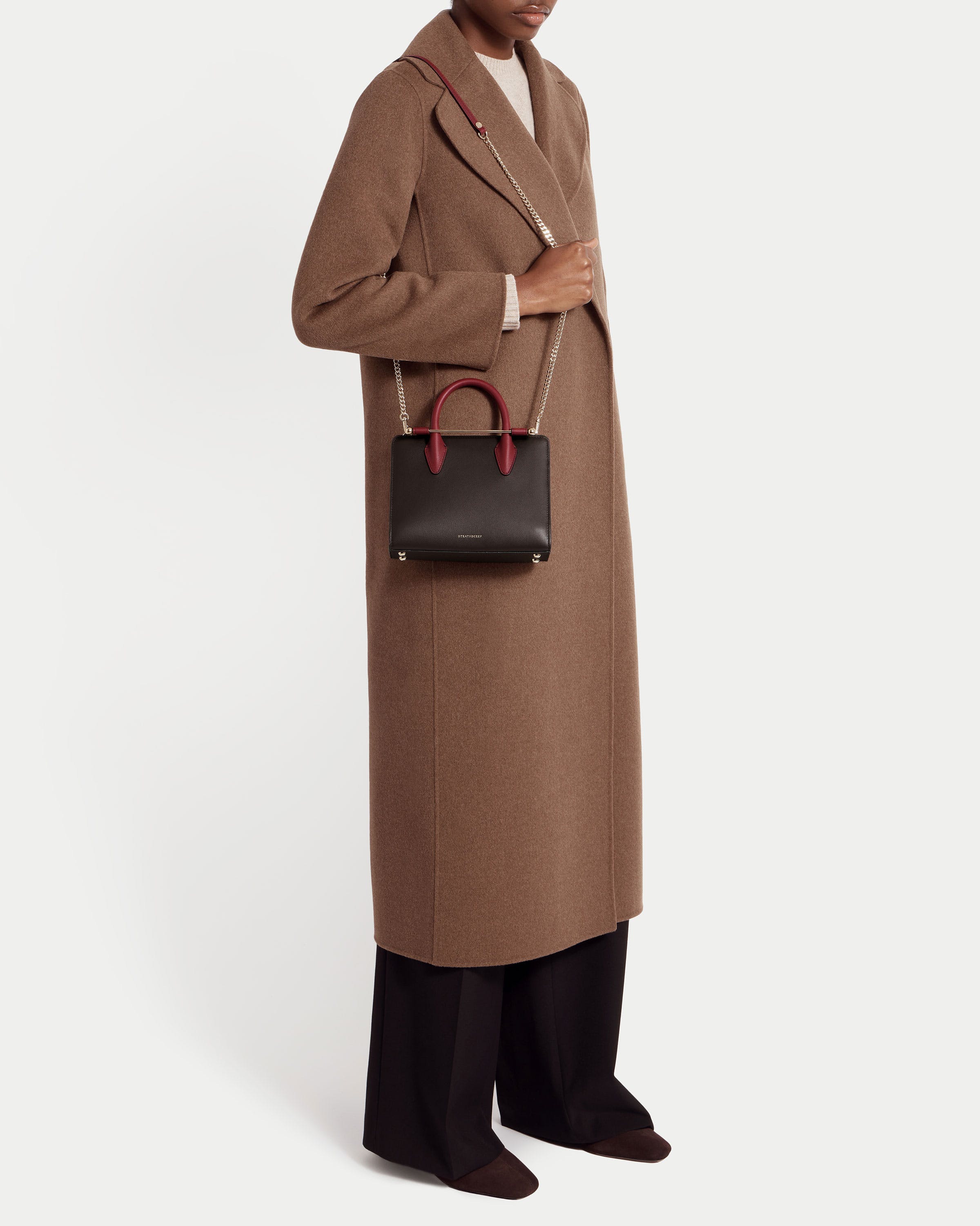Strathberry Mini Tote - Espresso/Oxblood/Black