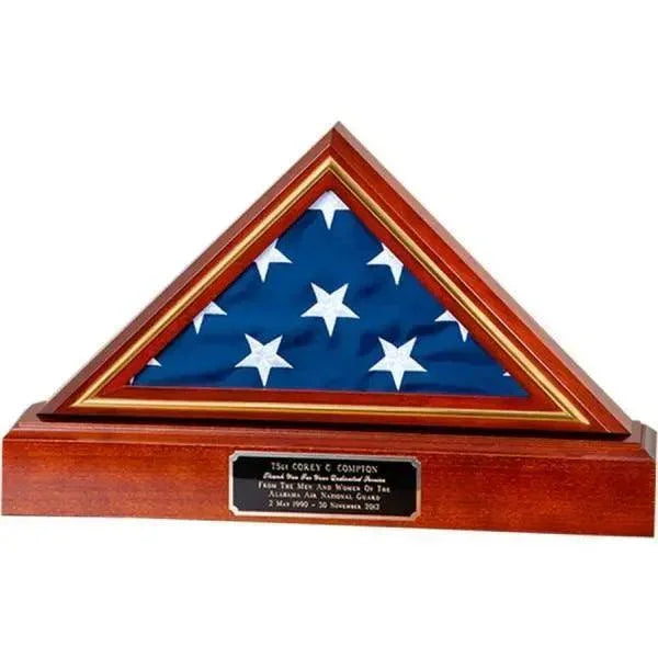 Flags Connections Flag and Pedestal Display Case, Gold Trim Flag Display Case, Gold Trim Flag and Pedestal...