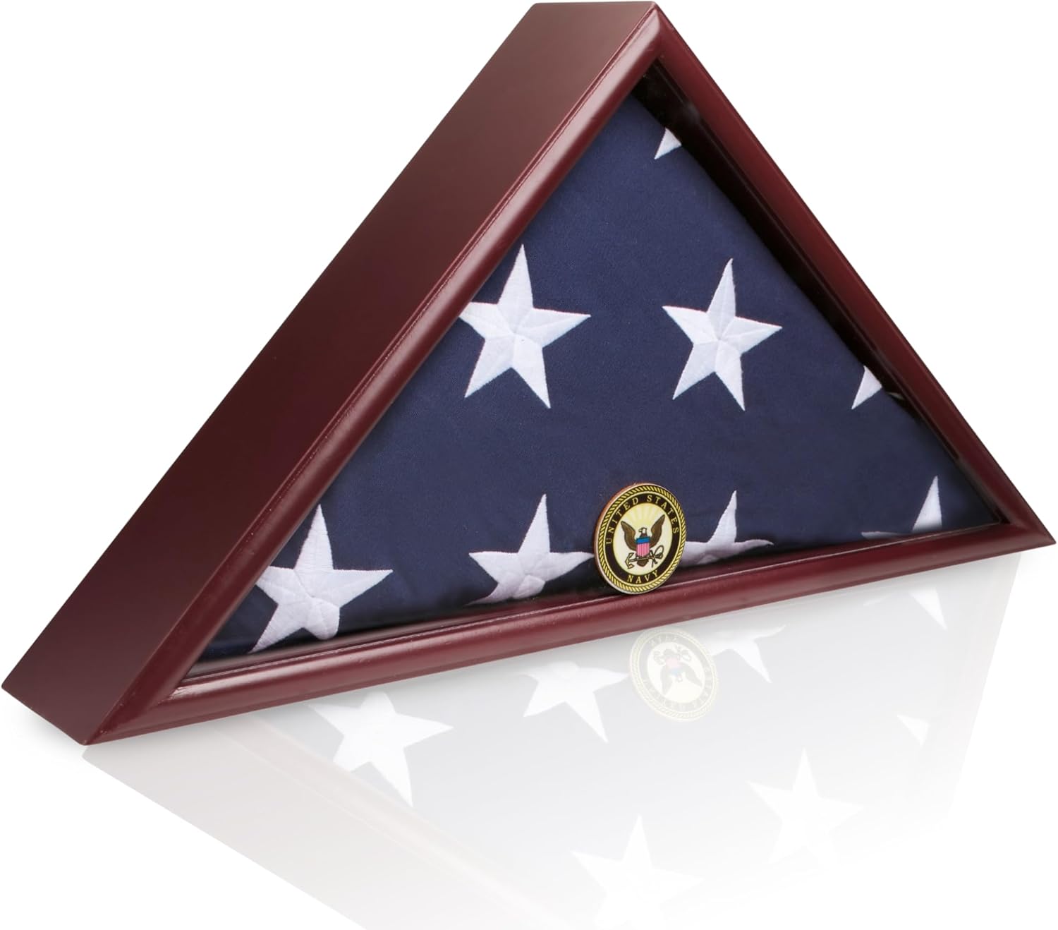 DECOMIL American Veteran Burial Flag Display Case with Flat Base and Armed Forces Emblems - Fits...