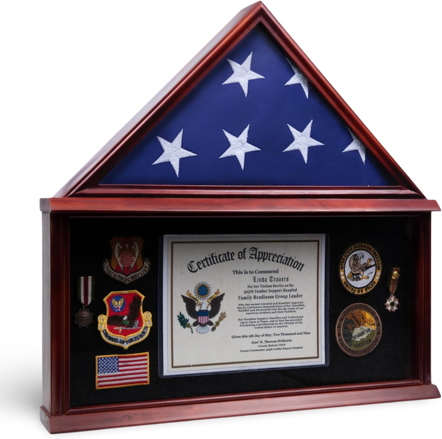 DECOMIL Large Military Shadow Box Frame Memorial Burial Funeral Flag Display Case for 5x9 Flag -...