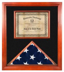 Respect 3×5 Flag and Certificate Display Case Cherry USA Made