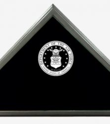Air Force Veteran Gunmetal Memorial Flag Case Engravable Glass USA Made