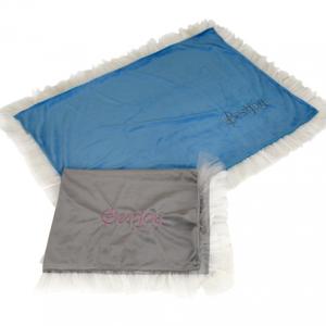 Bestjoy Pet Custom Gray and Blue Velvet Pet Bed Blanket Luxury