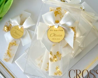 AngelBornGifts Personalized Gold Cross Baptism Magnet Favor: Christening Thank You Magnet, Communion...