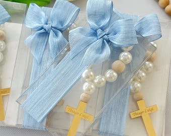 Personalized Rosary Baptism Favor – Elegant Christening Keepsake