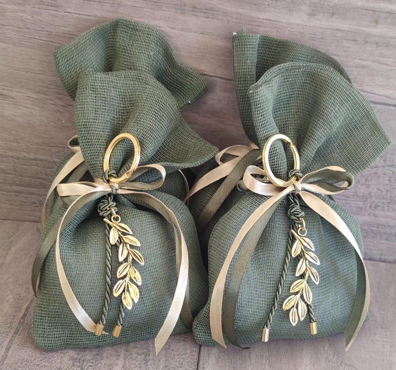 GIASEMAKI 10pcs Greek orthodox boubounieres, christening favor, boubounieres, baptism, olive leaves...