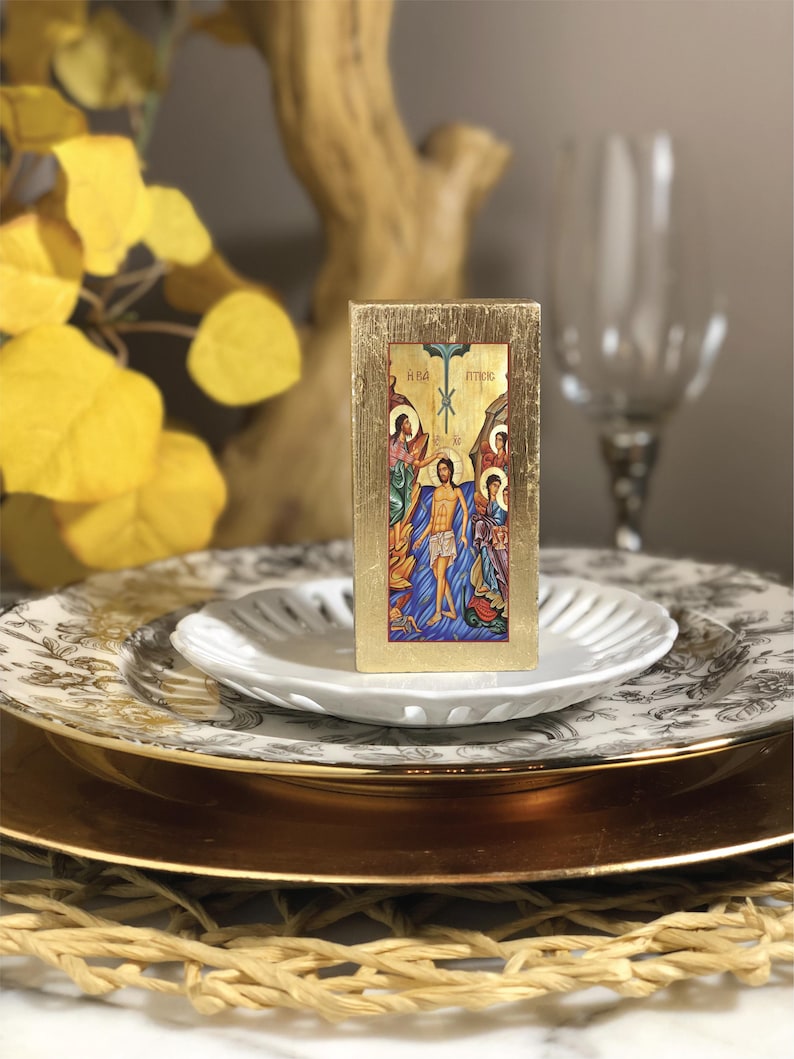 fofiBRIGHTWORKS ICON Byzantine Bulk Party Favor: Gold Leaf Petite Statue, Jesus, Mary, All Saints, Gift...
