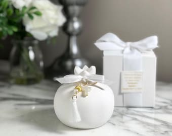 fofiBRIGHTWORKS Pomegranate RODI Party Favor: Smooth, Pearl Cross, Gold Beads, White Tassel, Jordan...