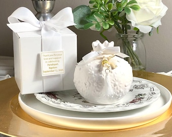 fofiBRIGHTWORKS Pomegranate RODI Party Favor: Ornate Texture, Pearl Cross, Gold Beads, White Tassel,...