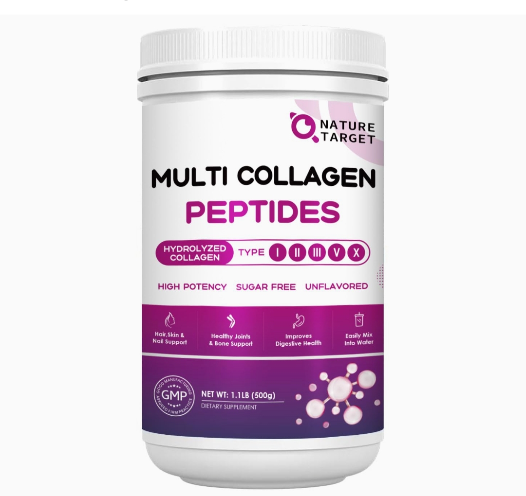 NATURE TARGET Multi Collagen Peptides Powder - Type I, II, III, V, X