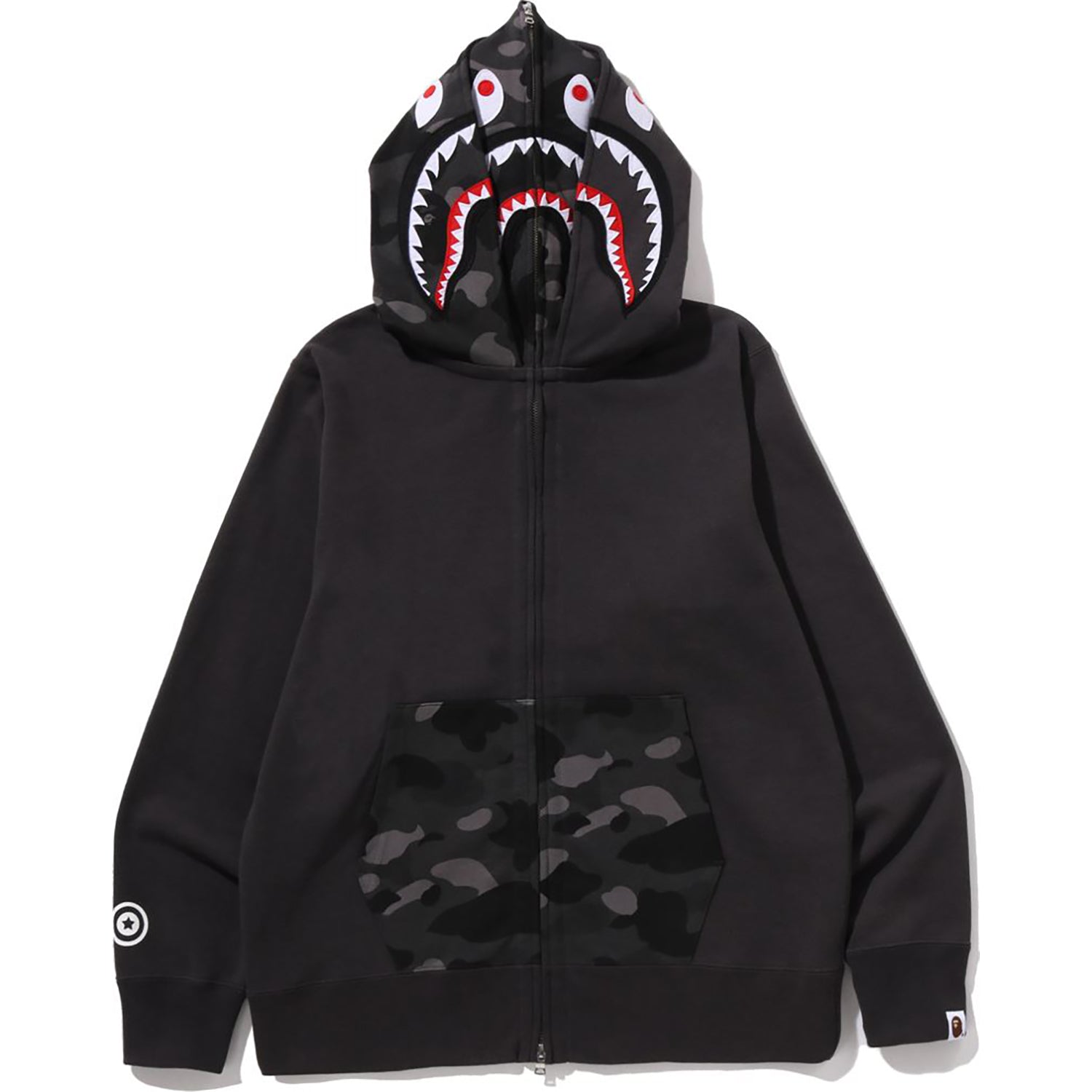 A Bathing Ape (BAPE) COLOR CAMO SHARK FULL ZIP DOUBLE HOODIE MENS