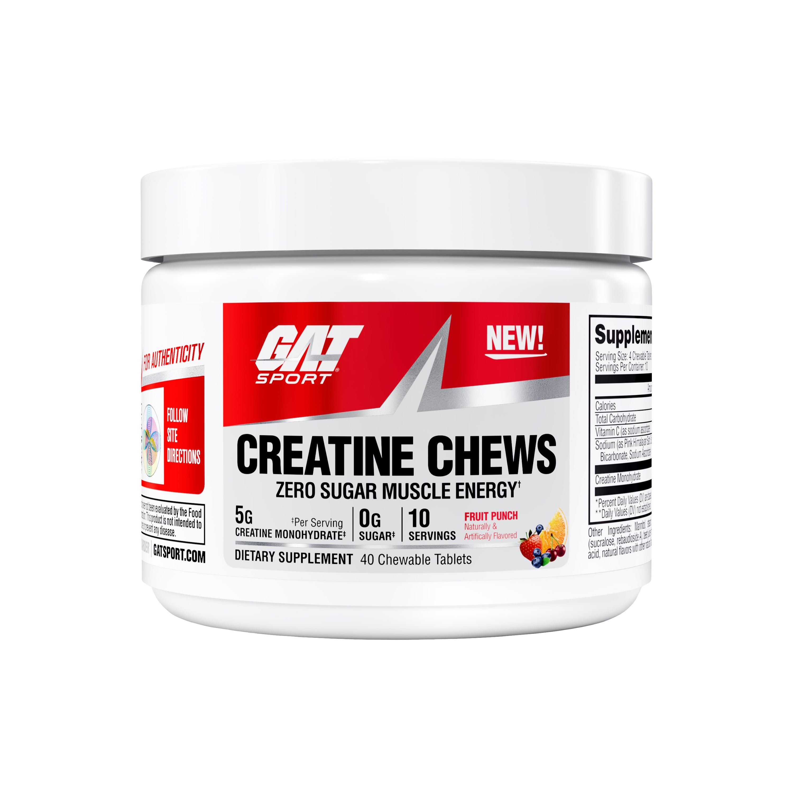 GAT Sport Creatine Chews - 10 Servings - Fruit Punch