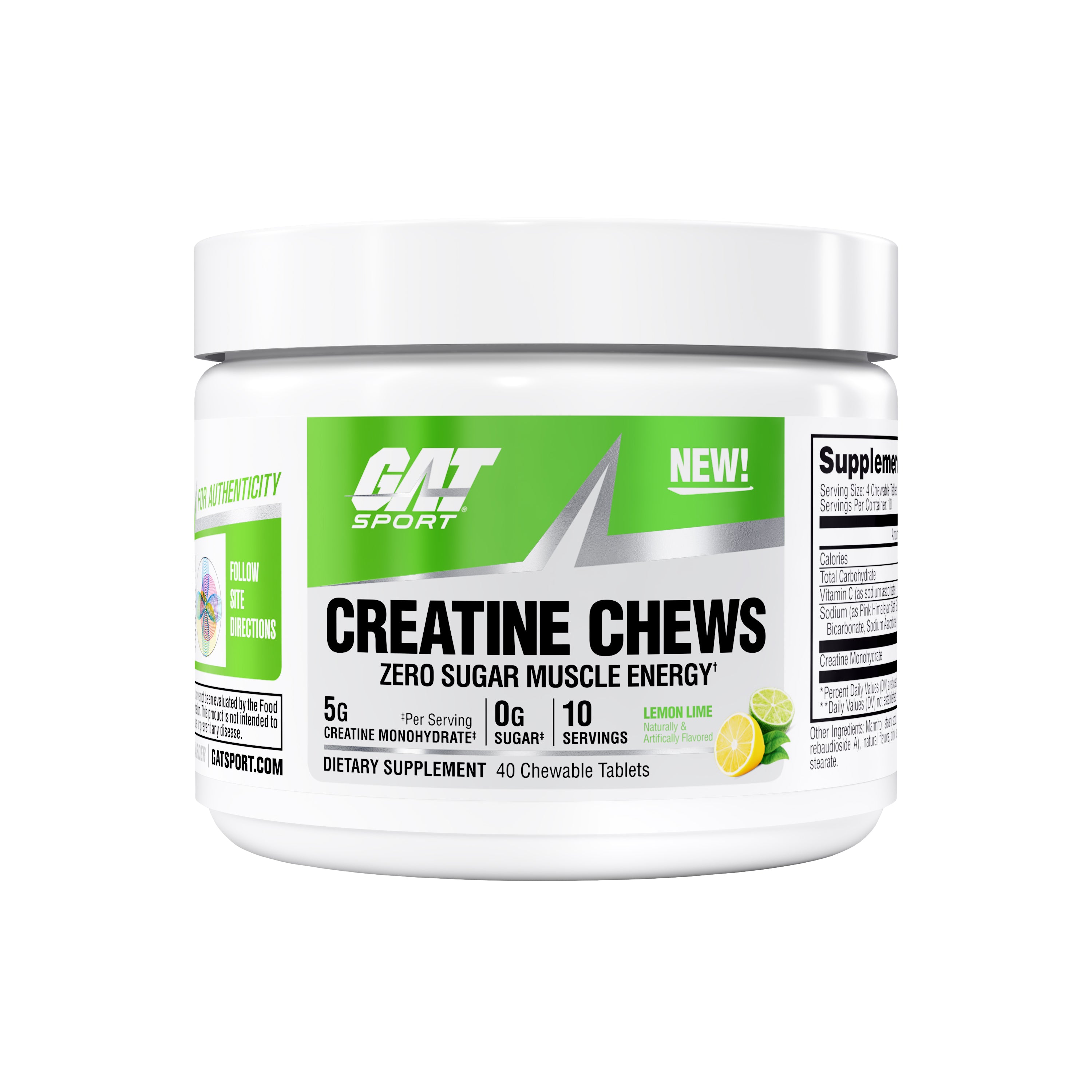 GAT Sport Creatine Chews - 10 Servings - Lemon Lime