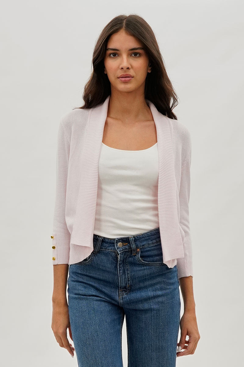 Fairweather Beechers Brook 3/4 Sleeve Open Shrug Cardigan - Blush