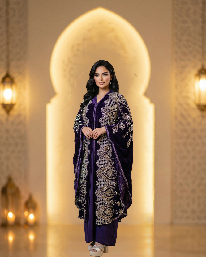 MAJORA FASHION Luxury Women’s Velvet Abaya with Elegant Embroidery | Sophisticated Classic Design