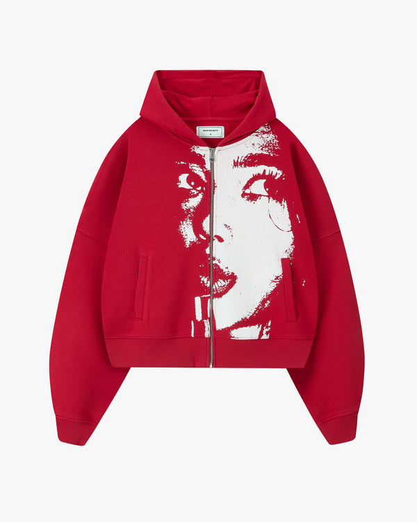 Nude Project Side-Eye Zip-Up Hoodie Red