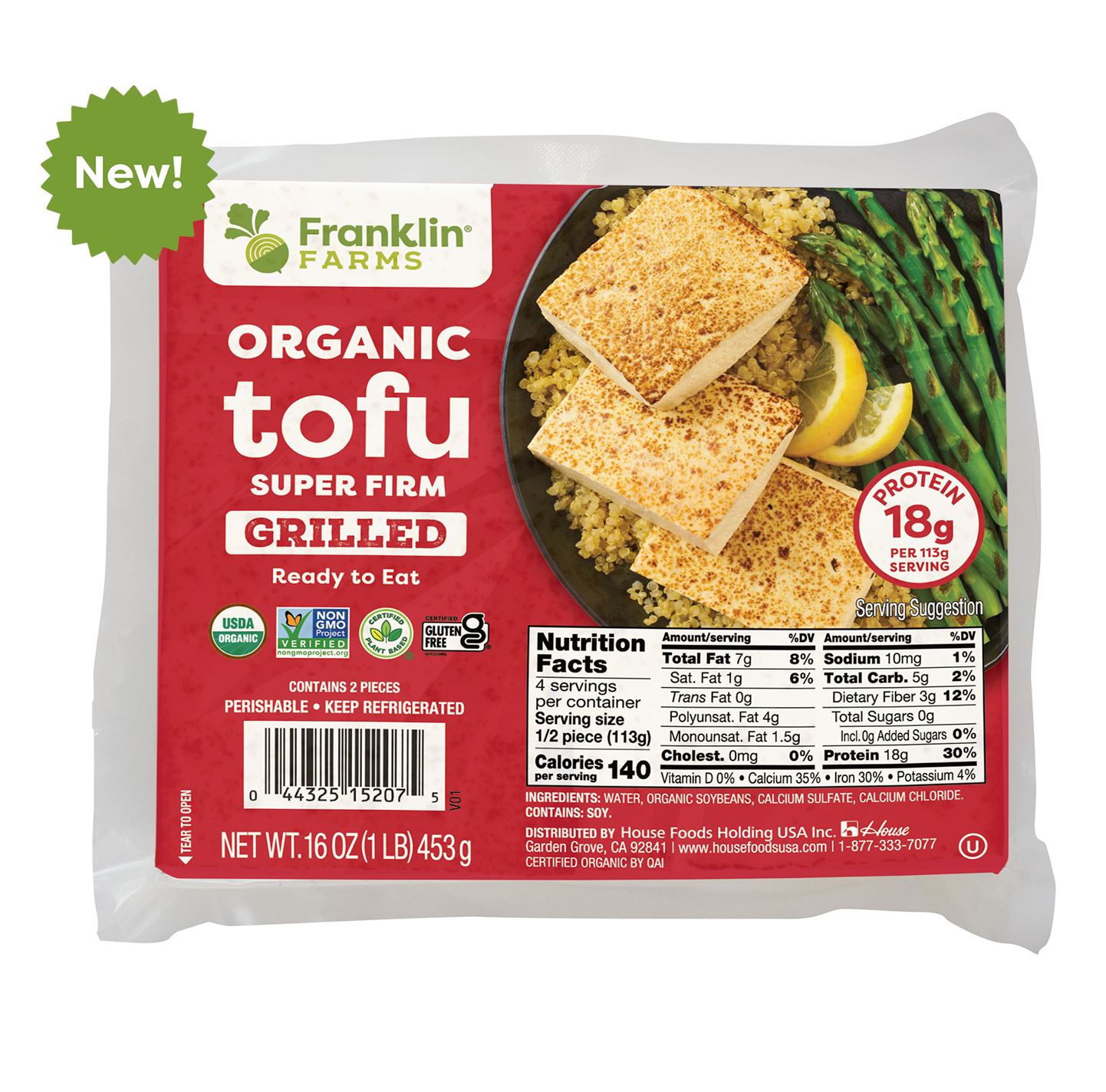 Franklin Farms Organic Super Firm Grilled Tofu
