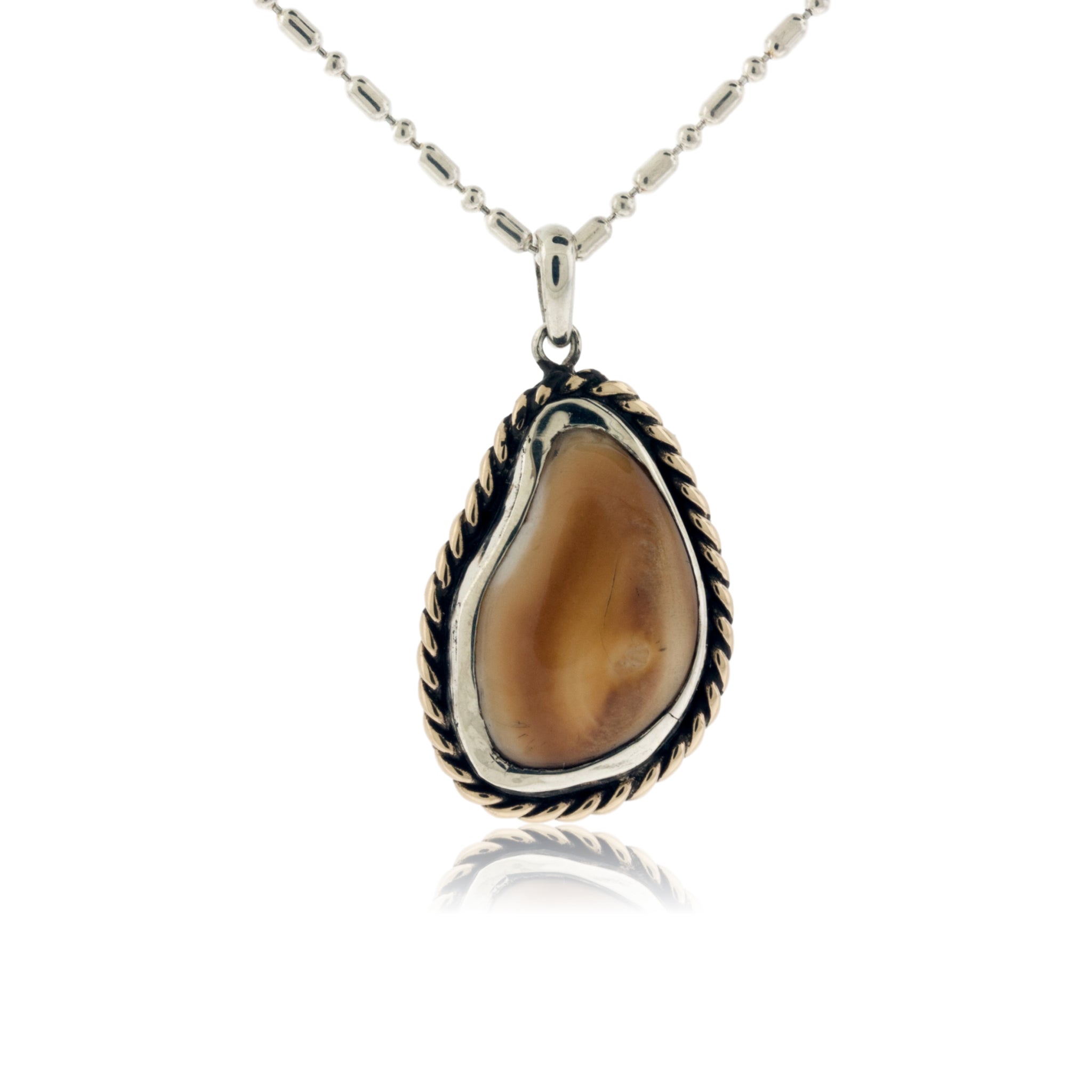 Elk Ivory Tooth Trophy Braided Pendant