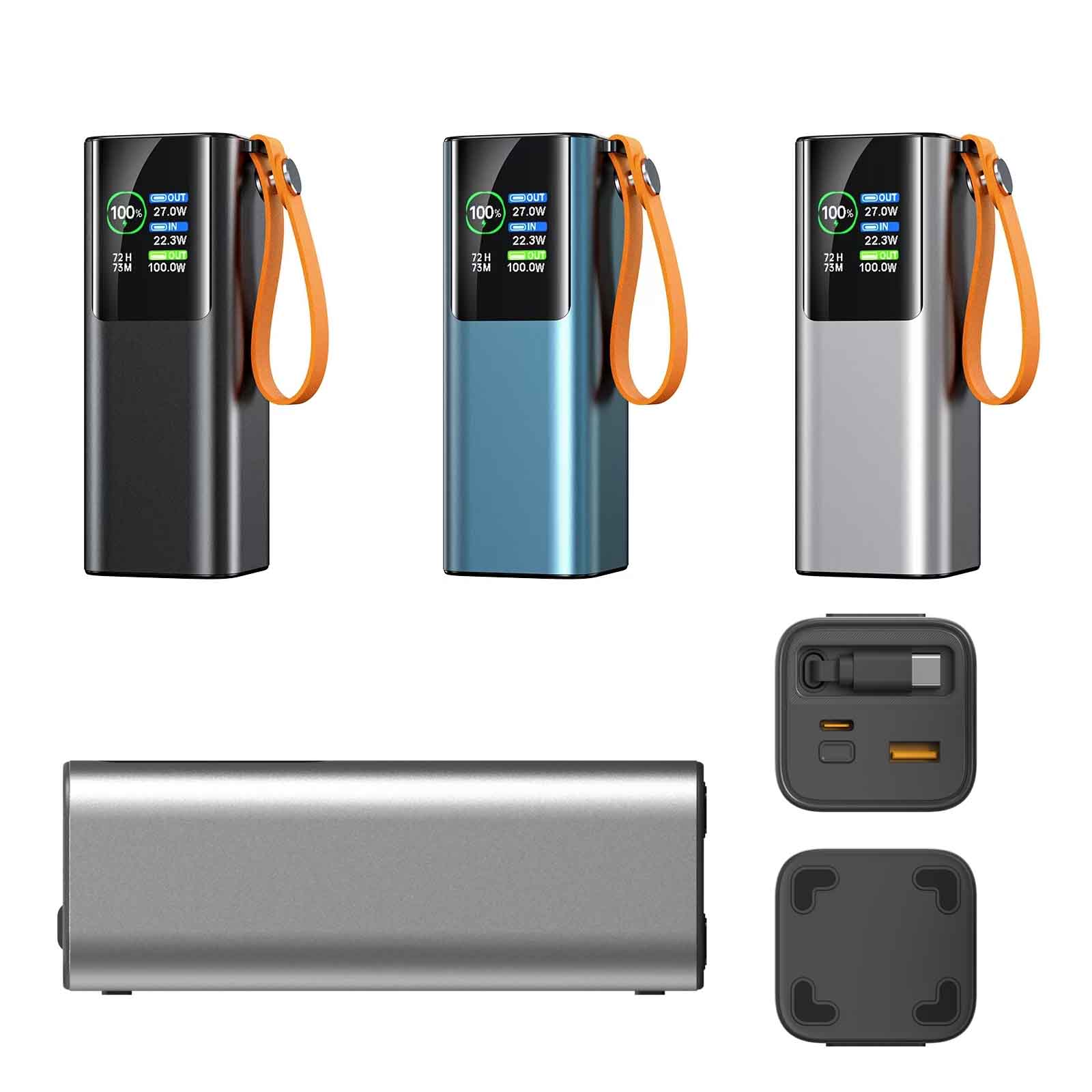 Shenzhen Juffan Electronics Technology Co., LTD 100W PD Fast Charging 20000mAh Power Bank with 70cm Retractable Cable, LED Flashlight,...