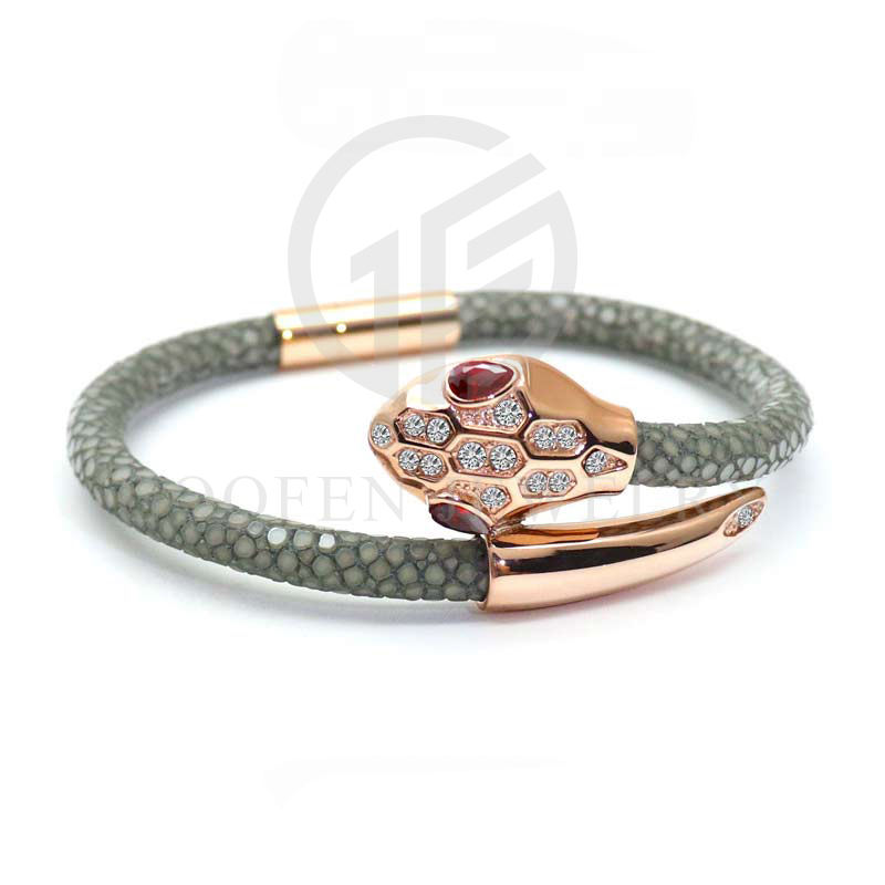Dongguan Gufang Industrial Co., Ltd. Luxury Fit Brand Watch Genuine Stingray Leather Stainless Steel Snake Bracelet Women