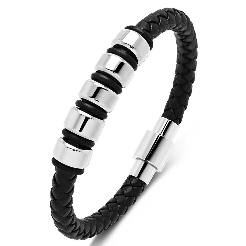 Dongguan An Bella Jewelry Company Limited Best Gift Customized Engraved Blank Beads Braided Leather Bracelet for Men Women