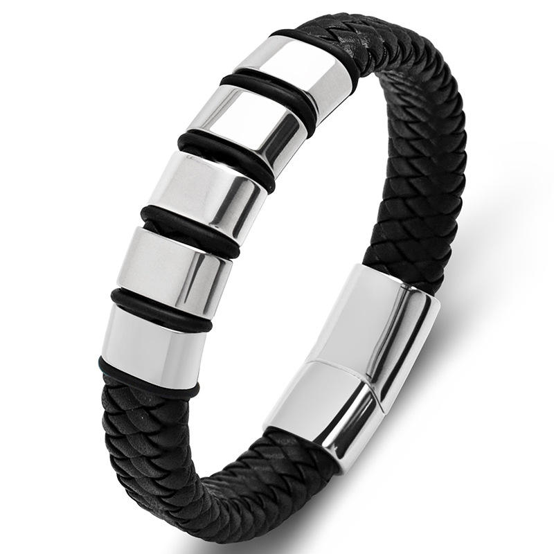 Dongguan An Bella Jewelry Company Limited Customized Engraved Logo Name Magnetic Bracelet Luxury Jewelry Braided Leather Bracelet...