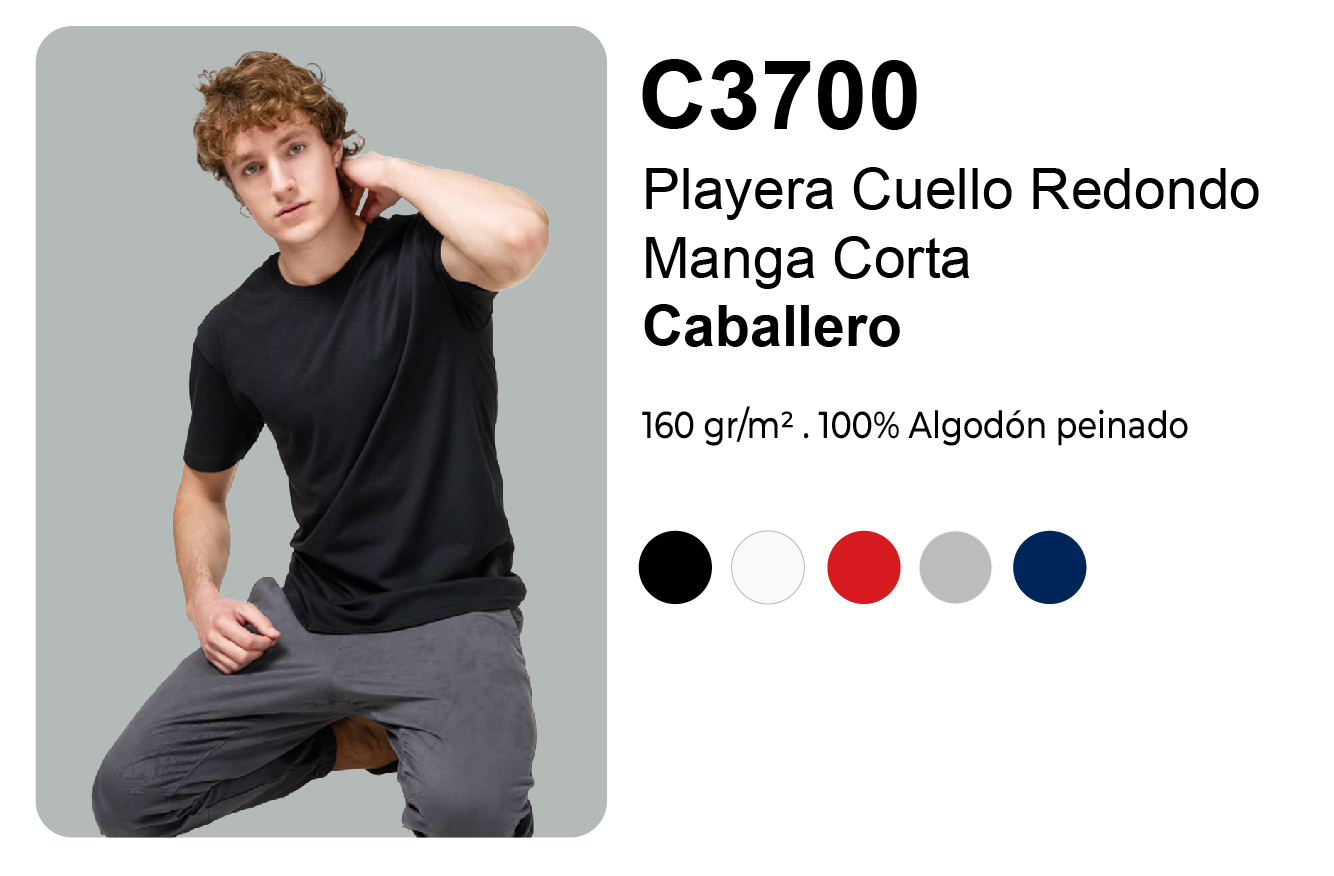 Creatuplayera Playera Cuello Redondo Algodon Peinado para Hombre Bones