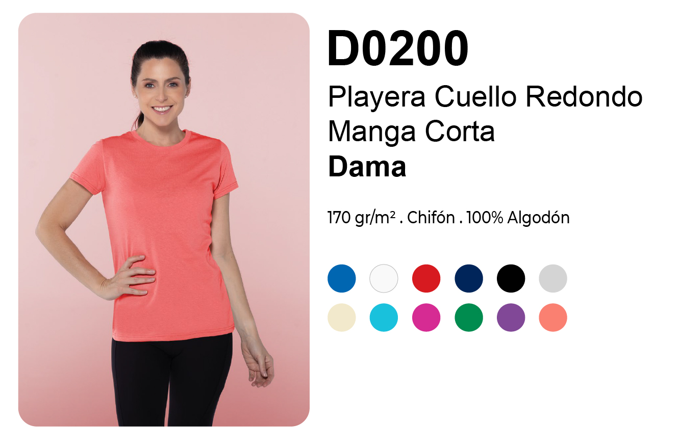 Playera Peso Medio Cuello Redondo para Mujer