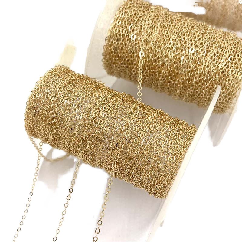 Yiwu Gupu Accessories Firm 14K Gold Filled Flat Link O Chain Tarnish-Free Multi Sizes Extender Loose Role Necklace...
