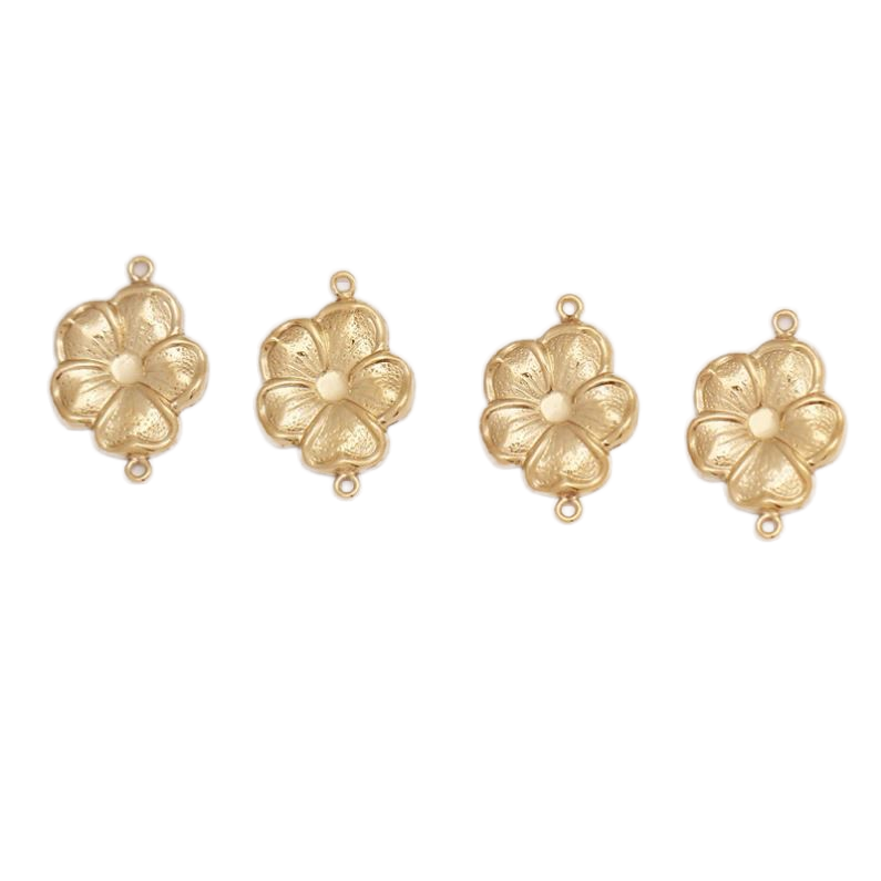Yiwu Gupu Accessories Firm 14K Gold Filled Real Flower Connectors Fine Jewelry Charms for Bracelet Making Steel...