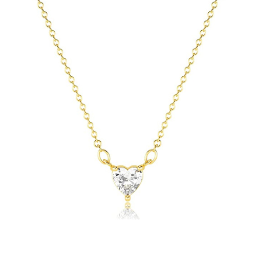 FREEKISS Solitaire Heart CZ Diamond Necklace