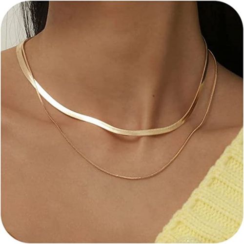 FREEKISS 3mm Snake Chain with 1.5mm Herringbone Necklace