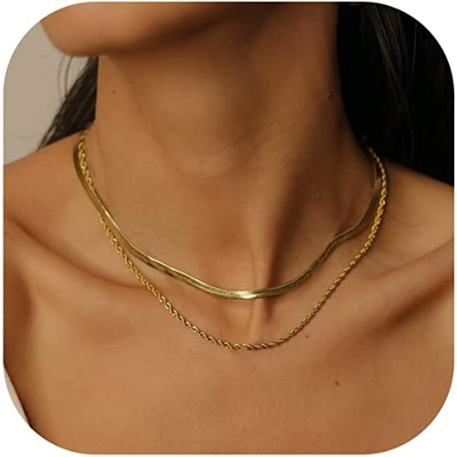 FREEKISS 3mm Snake Chain with Rope Chain Necklace