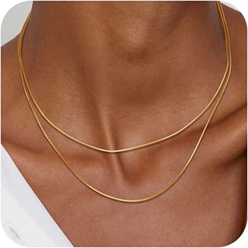Two Layered Herringbone Chain Necklace