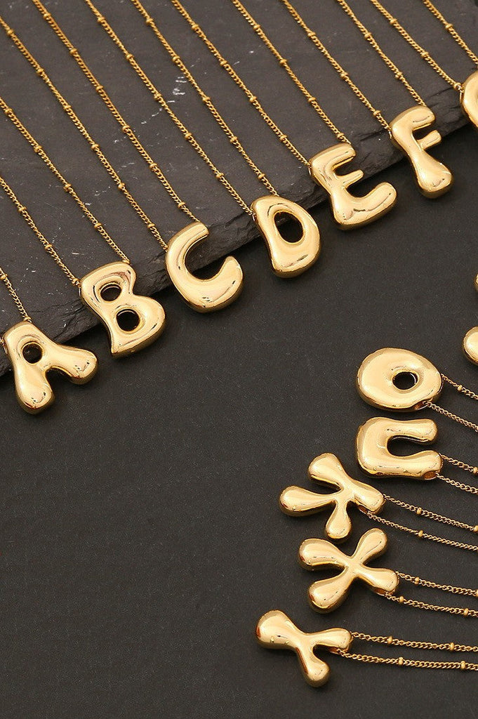 STAINLESS STEEL BALLOON BUBBLE INITITAL NECKLACE