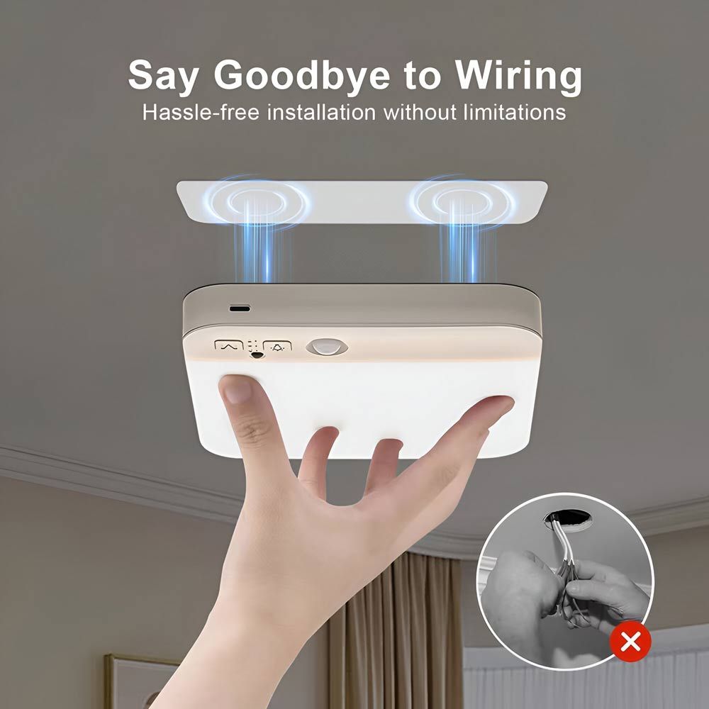 PowerBee PowerBee MotionSense Pro Rechargeable Ceiling Light - 4200mAh Battery, 3 Color Modes,...