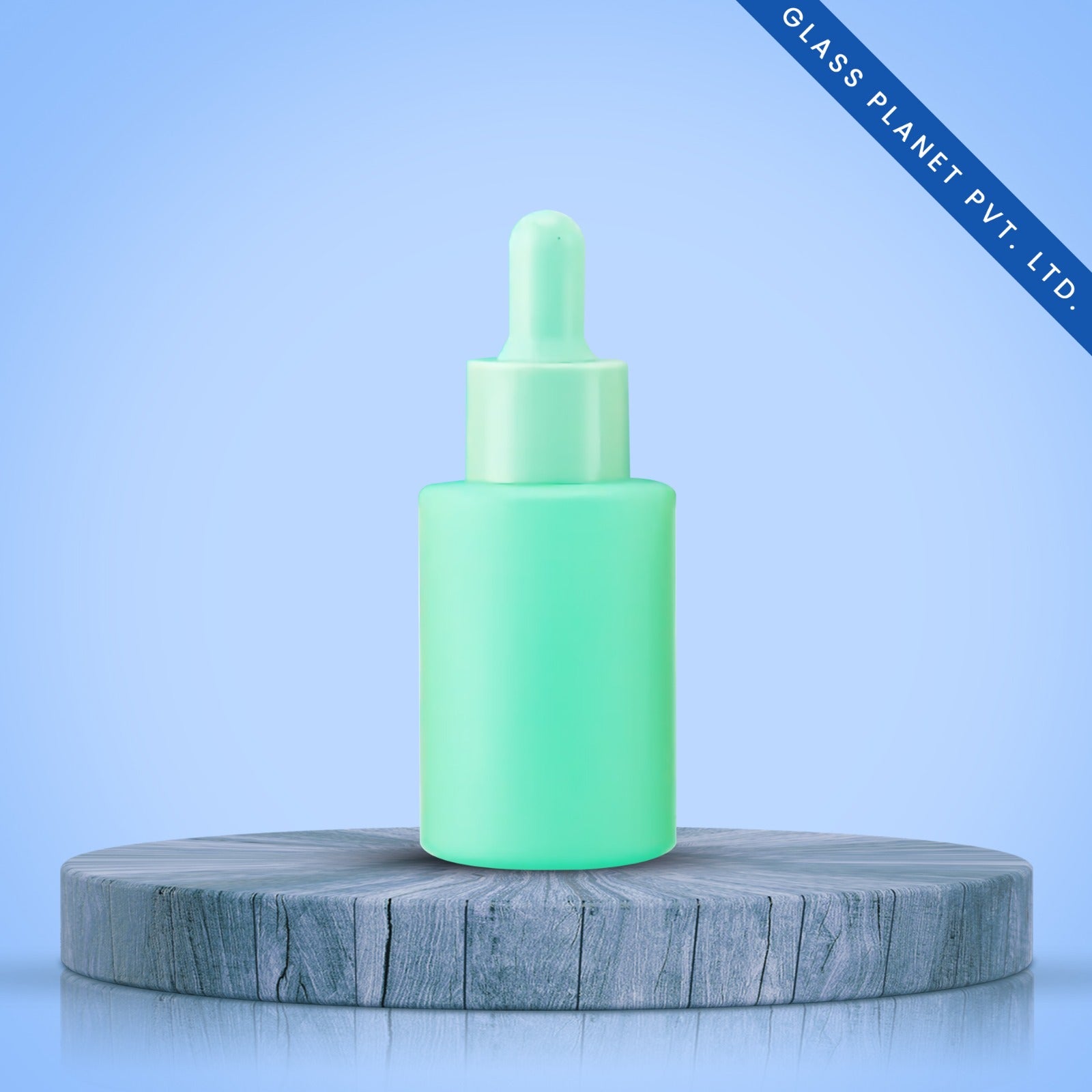 Glass Planet Private Limited 30 Ml Sky Blue Coated Flat Shoulder Glass Bottle with Sky Blue Dropper 20mm
