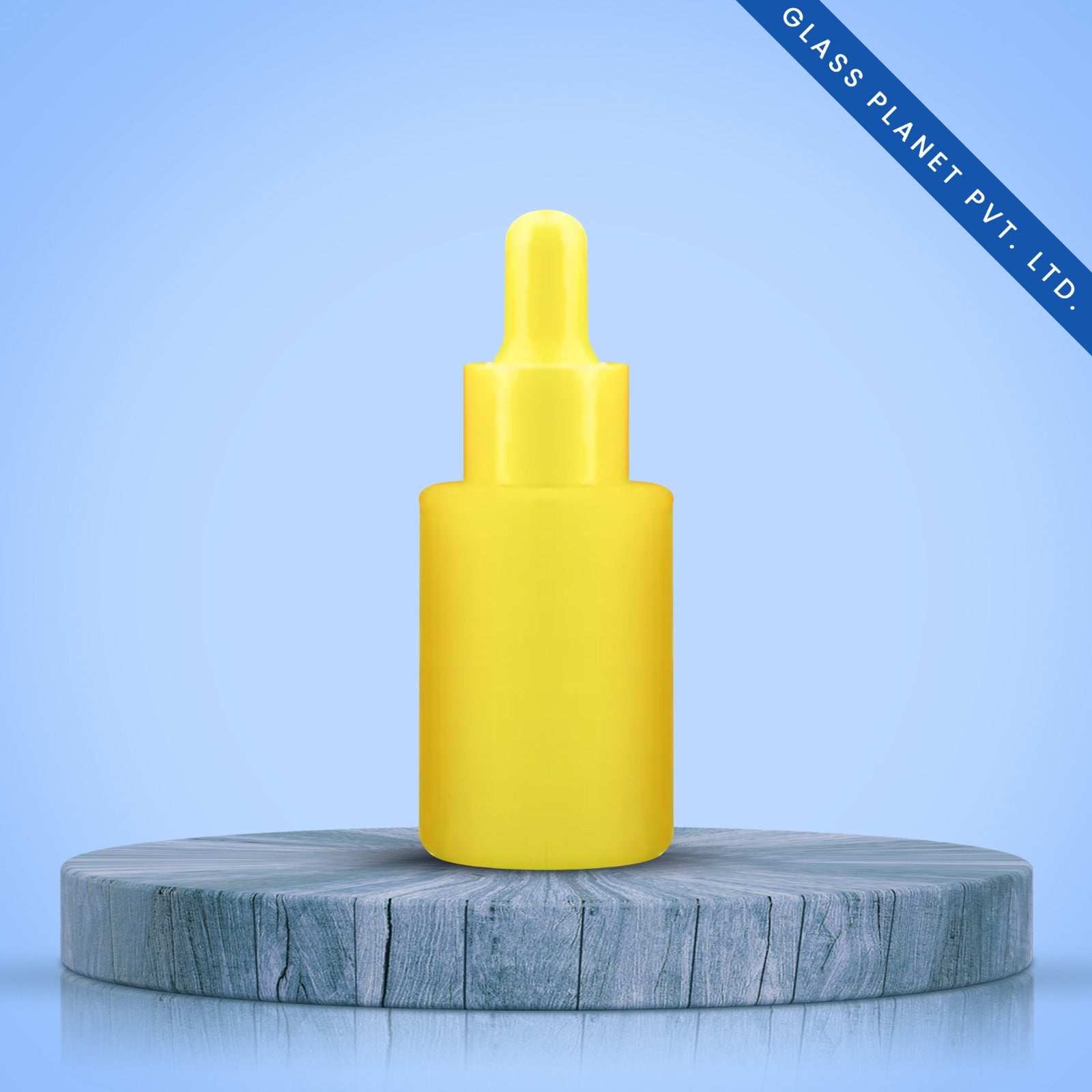 Glass Planet Private Limited 30 Ml Yellow Coated Flat Shoulder Glass Bottle with yellow Dropper 20mm