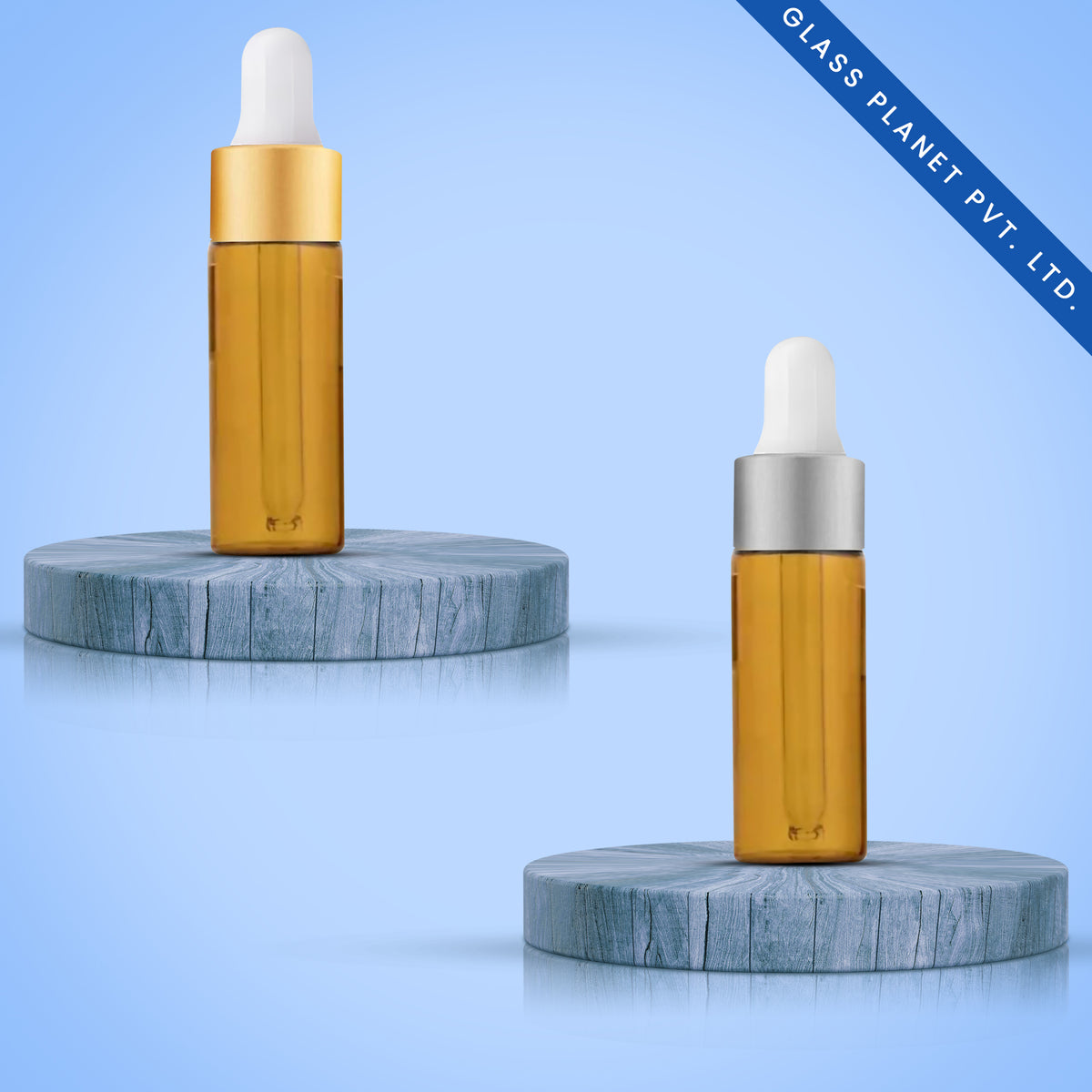 Glass Planet Private Limited 15ML Amber Borosilicate glass Bottle Golden Matt or Silver Matt Dropper