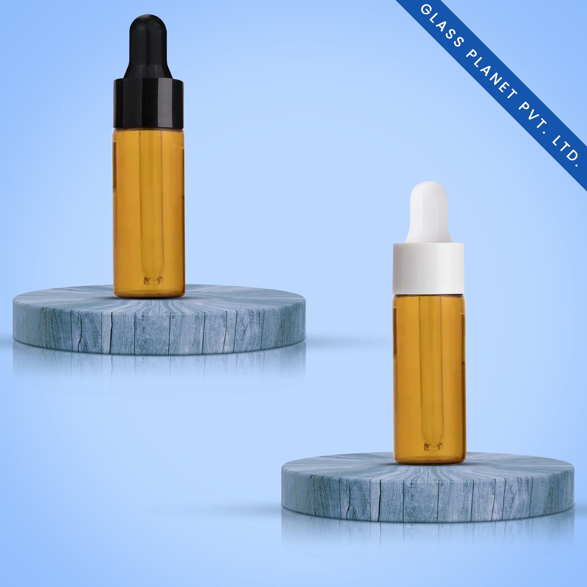 Glass Planet Private Limited 15ML Amber Borosilicate Glass Bottle with Black and White Glossy Dropper