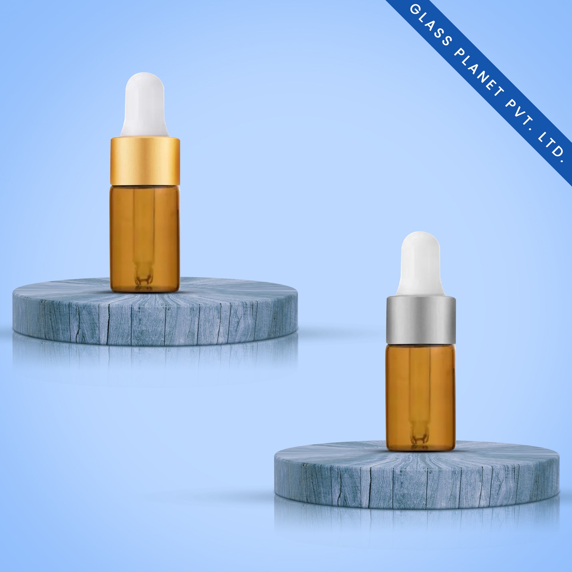 Glass Planet Private Limited 10ML Amber Borosilicate glass Bottle Golden Matt or Silver Matt Dropper