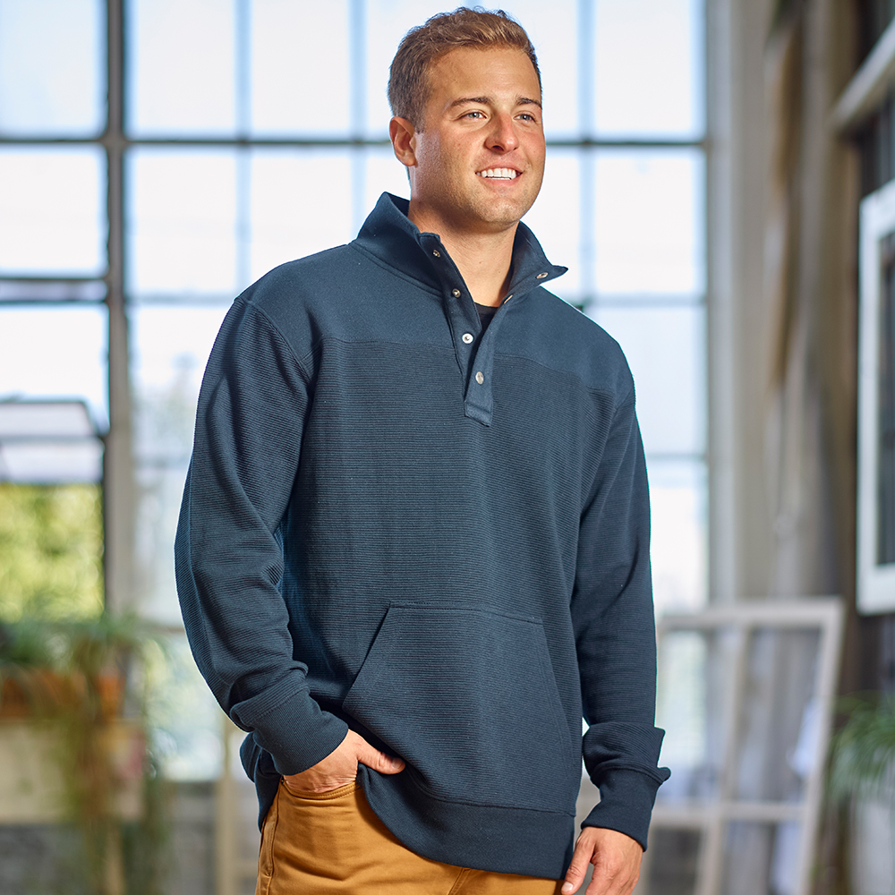 J America RIPPLE FLEECE SNAP PULLOVER
