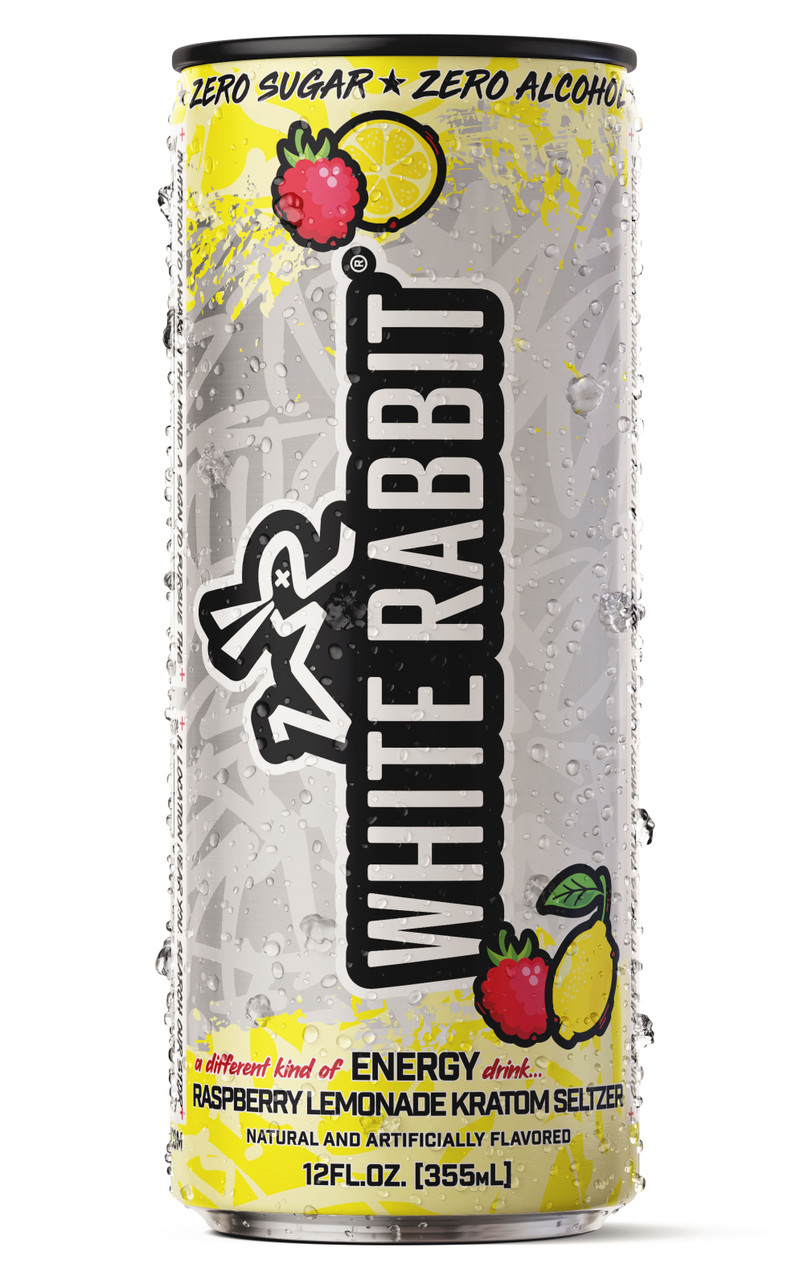 White Rabbit Kratom Raspberry Lemonade Kratom Seltzer