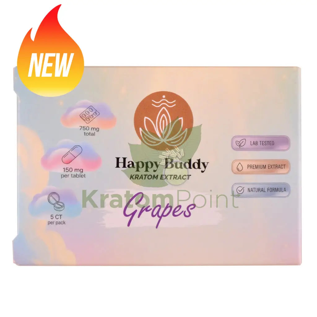Kratompoint Wholesale Happy Buddy Grapes 150mg Kratom Extract Tablets, 5ct