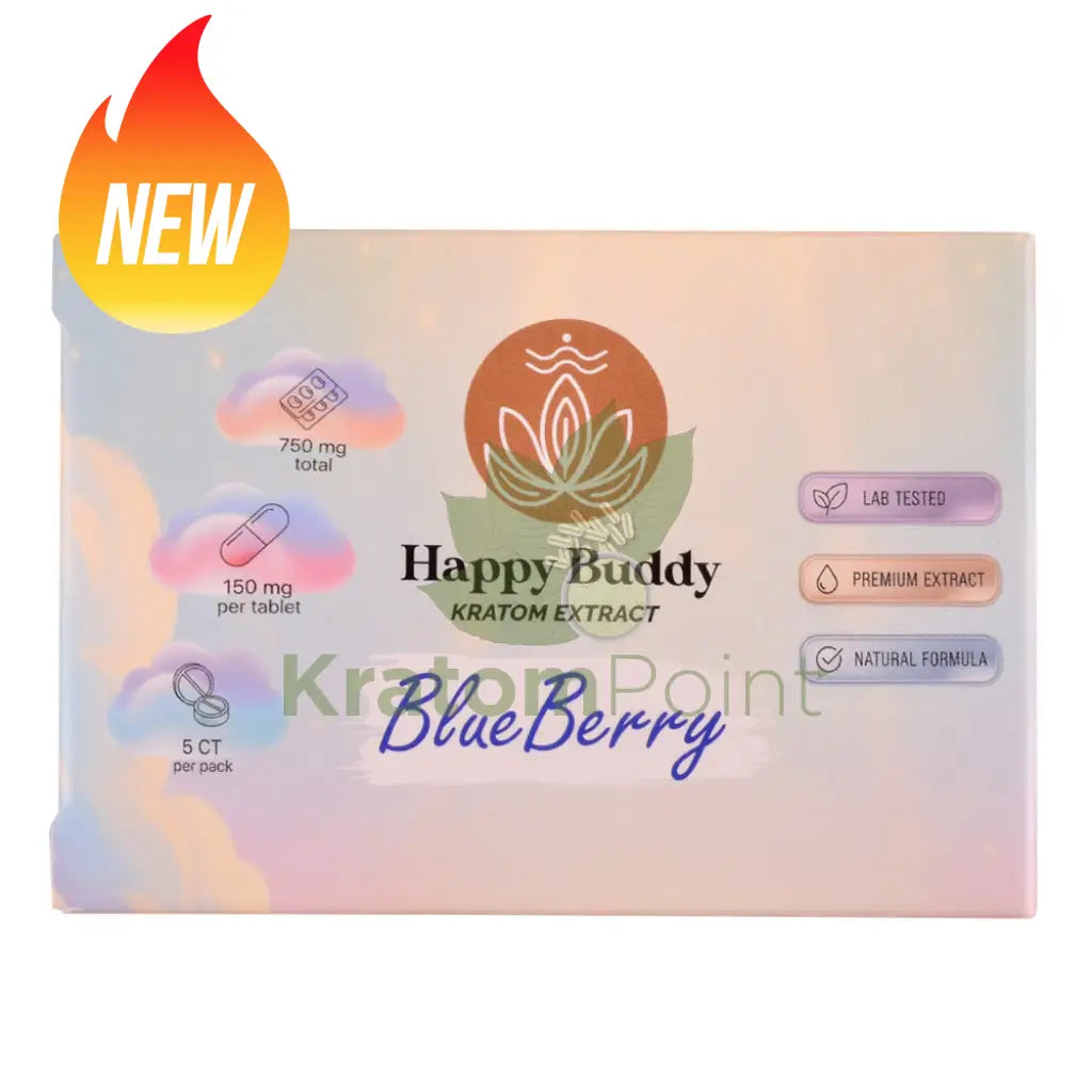 Kratompoint Wholesale Happy Buddy Blueberry 150mg Kratom Extract Tablets, 5ct