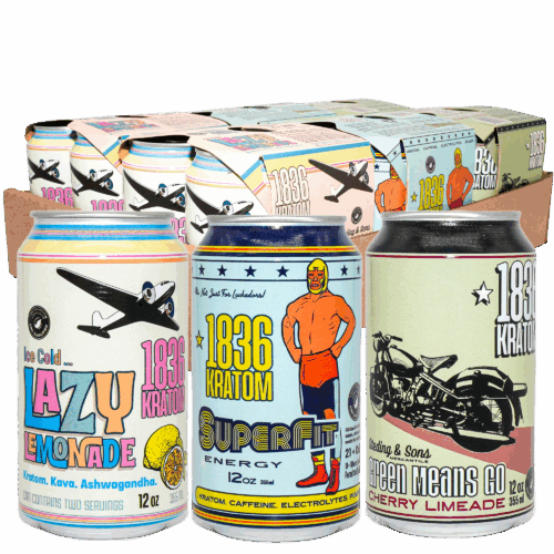 1836 Kratom 1836 Refreshing Beverage Line – 12oz Cans – CASE OF 24